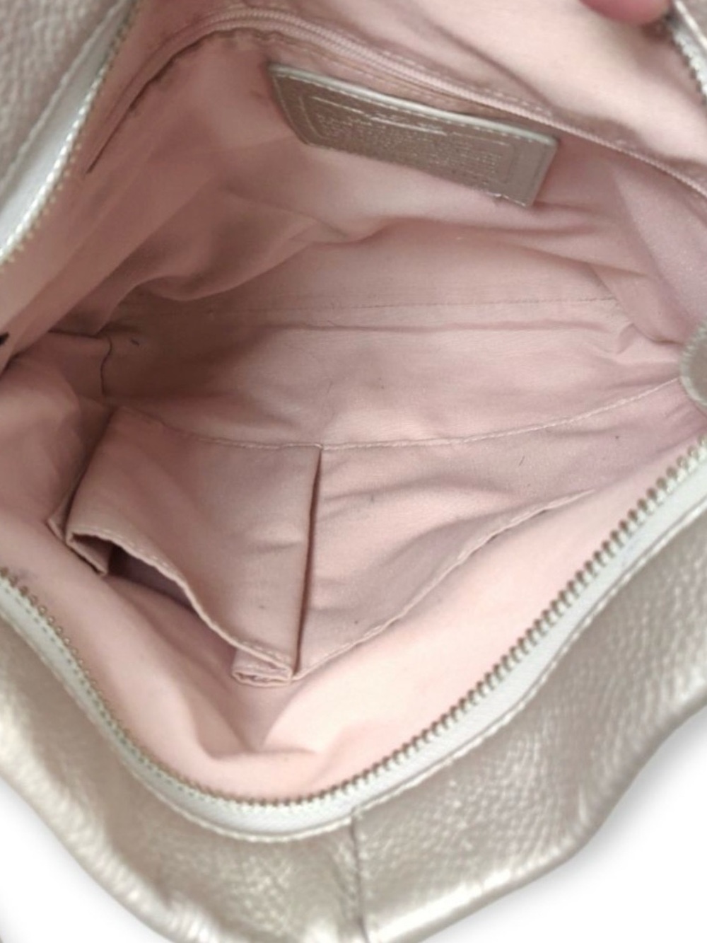 Coach Metallic Leather Shoulder Bag with Chain Detail - Picture 7 of 14